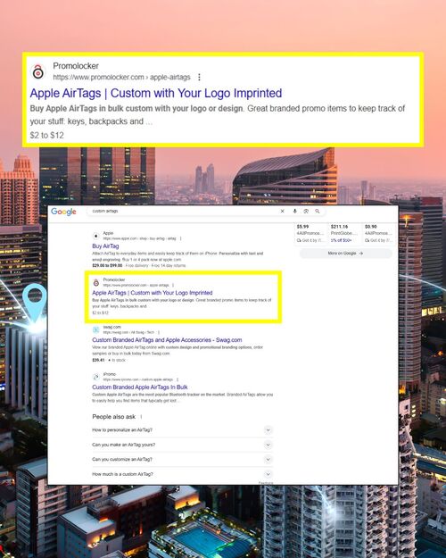 Google SERP ranking for keyword AirTag